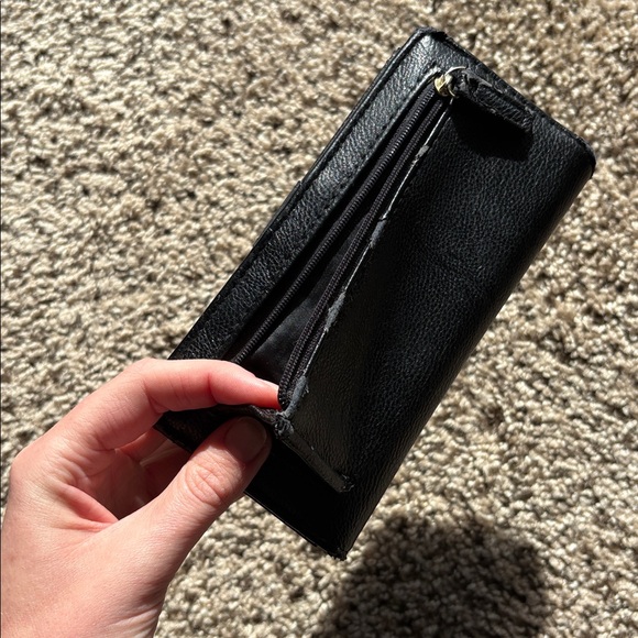 Black Wallet with Gold Accents card slots button close - Picture 5 of 5